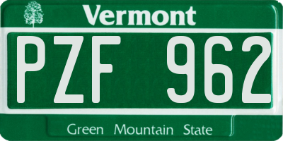 VT license plate PZF962