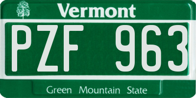 VT license plate PZF963