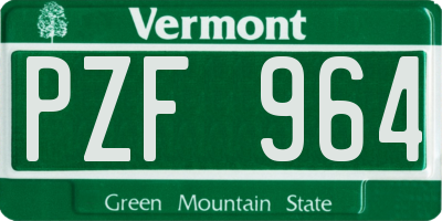 VT license plate PZF964