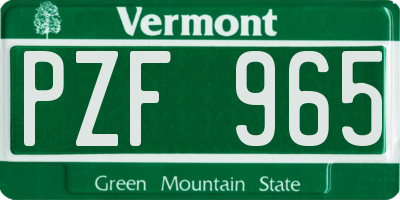 VT license plate PZF965