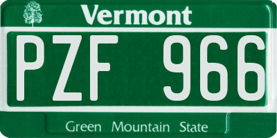 VT license plate PZF966