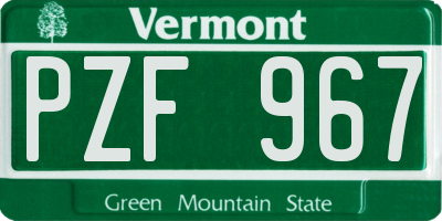 VT license plate PZF967