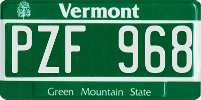 VT license plate PZF968