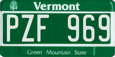 VT license plate PZF969