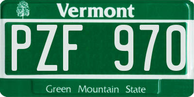 VT license plate PZF970