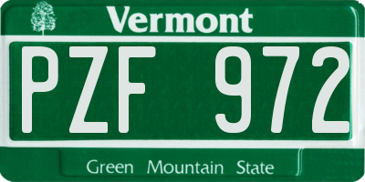 VT license plate PZF972