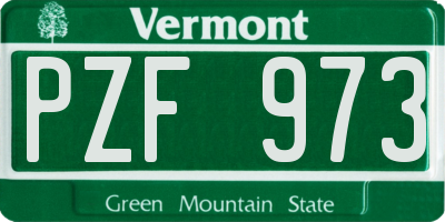VT license plate PZF973