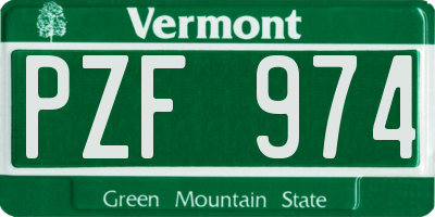 VT license plate PZF974