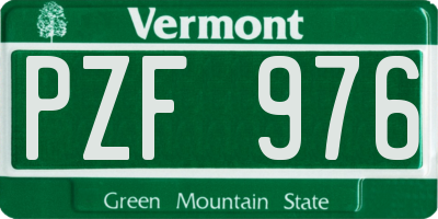 VT license plate PZF976