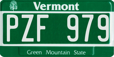 VT license plate PZF979