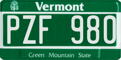 VT license plate PZF980