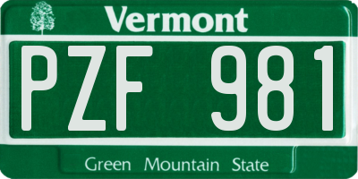 VT license plate PZF981