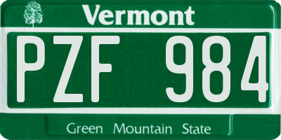 VT license plate PZF984