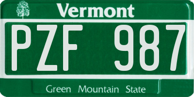 VT license plate PZF987