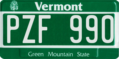 VT license plate PZF990