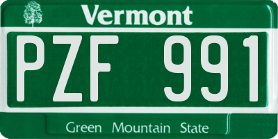 VT license plate PZF991