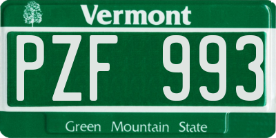 VT license plate PZF993