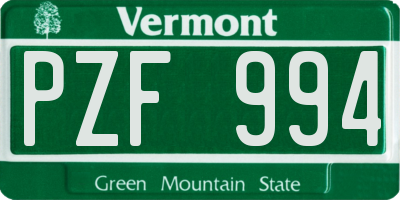 VT license plate PZF994