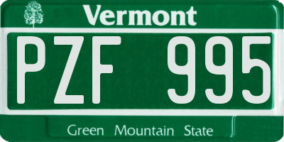 VT license plate PZF995