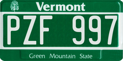 VT license plate PZF997