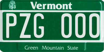 VT license plate PZG000