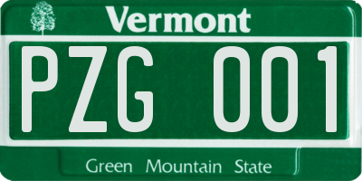 VT license plate PZG001