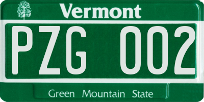 VT license plate PZG002
