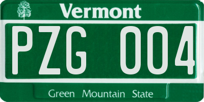 VT license plate PZG004
