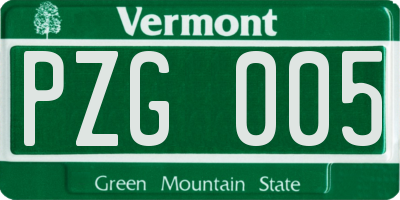VT license plate PZG005
