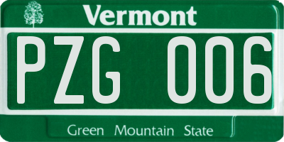 VT license plate PZG006
