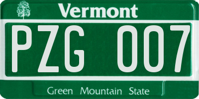 VT license plate PZG007
