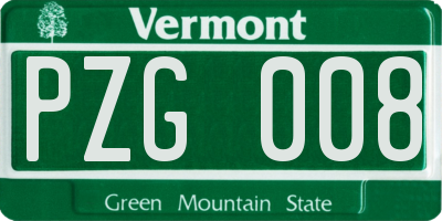 VT license plate PZG008