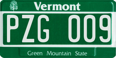 VT license plate PZG009