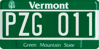 VT license plate PZG011