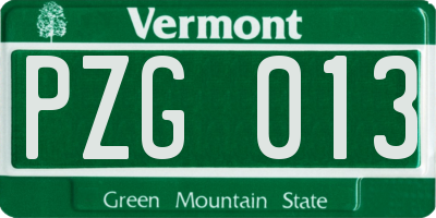 VT license plate PZG013