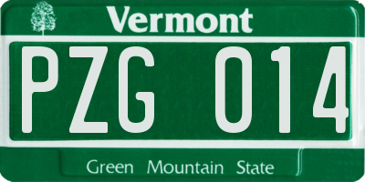 VT license plate PZG014