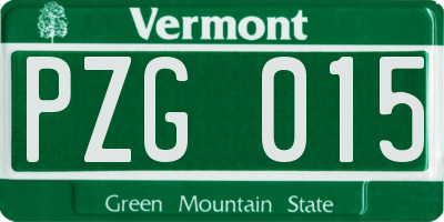 VT license plate PZG015