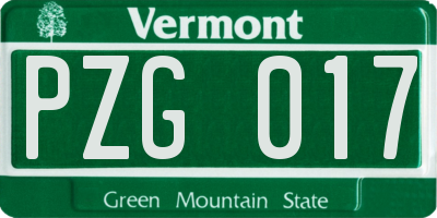 VT license plate PZG017