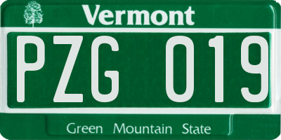 VT license plate PZG019