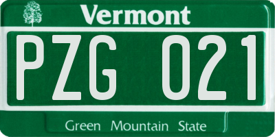 VT license plate PZG021