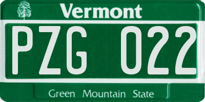 VT license plate PZG022