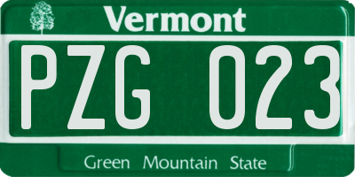 VT license plate PZG023