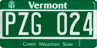 VT license plate PZG024