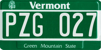 VT license plate PZG027