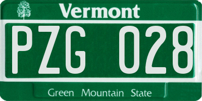 VT license plate PZG028