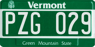VT license plate PZG029
