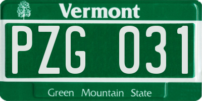 VT license plate PZG031