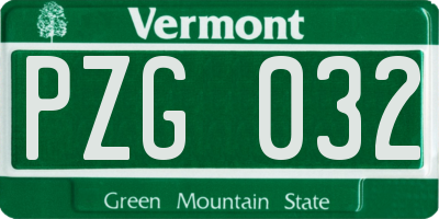 VT license plate PZG032