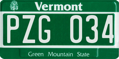 VT license plate PZG034