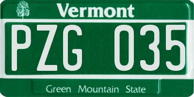VT license plate PZG035